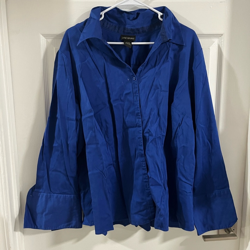 Lane Bryant Royal Blue Button-Down Shirt